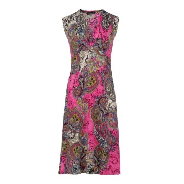 Print Fuchsia Jersey Empire Line Dress