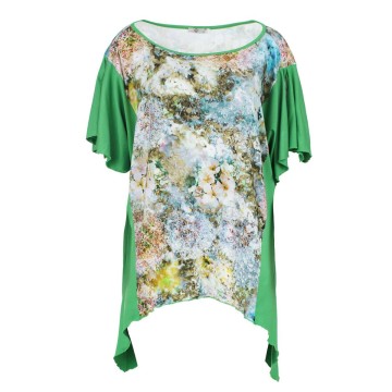 Print Stretch Jersey Top with a Pointed Hemline Plus Size