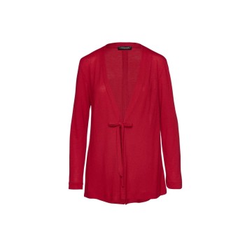 Red Open Front Linen Cardigan