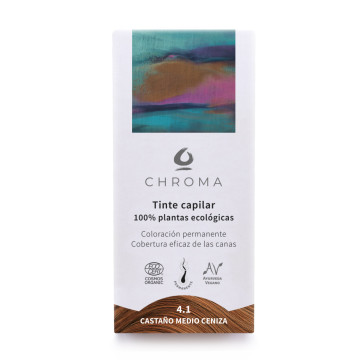 Tinte Vegetal Capilar Ecológico Sin Tóxicos | 4.1 - Castaño Medio Ceniza  | Sólo plantas naturales