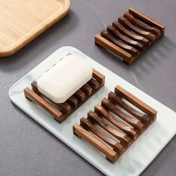Elegant Wooden Soap Dish with Self-Draining Feature